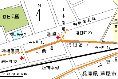 西国街道道標付近の略図