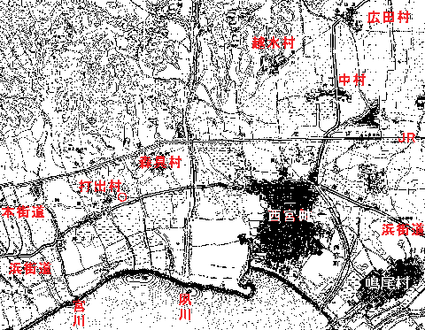 明治17〜18年測量の地図（芦屋市立美術博物館提供）
